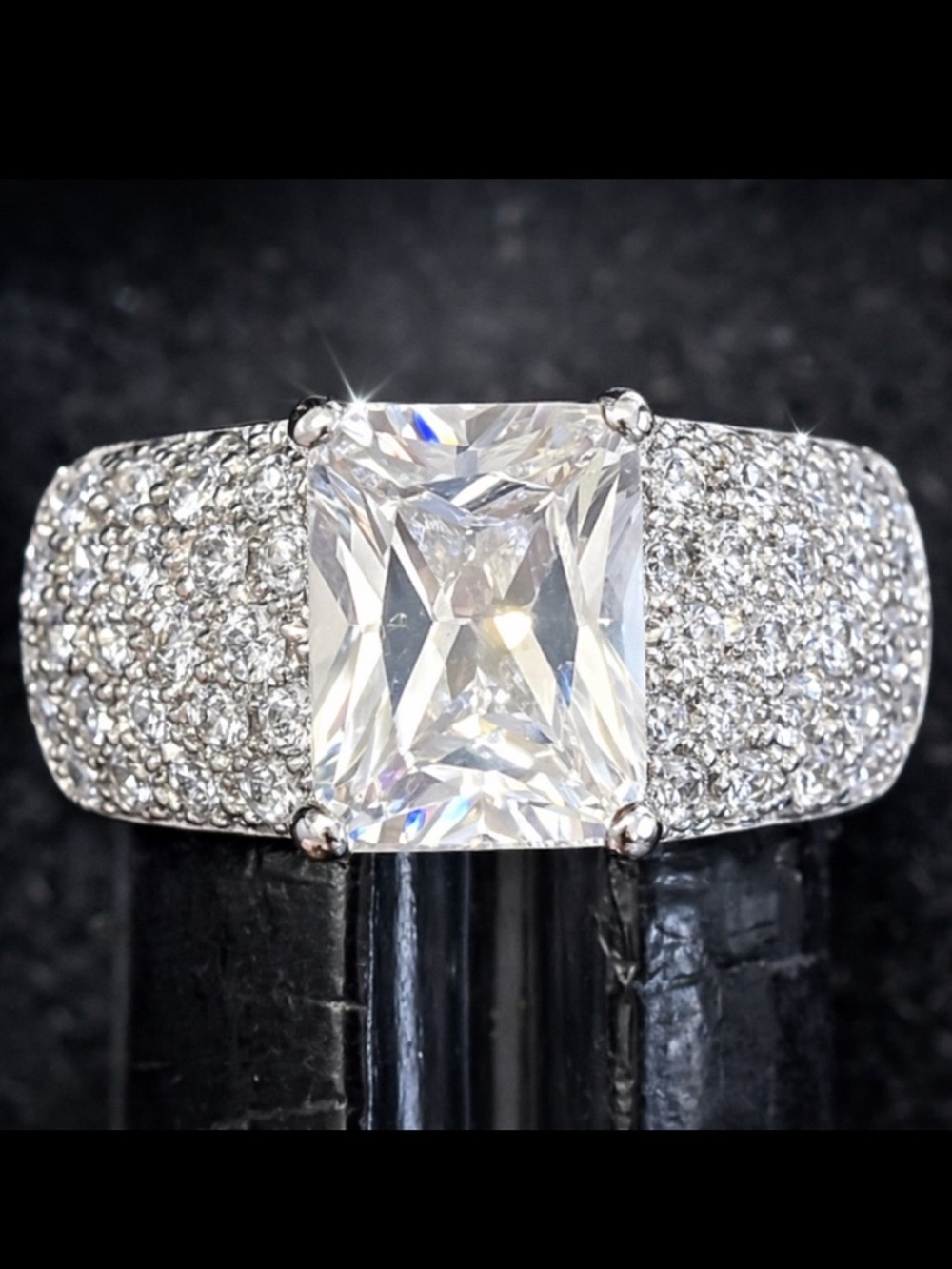 Victoria Wieck vintage radiant cut Pave set CZ Engagement wedding cocktail ring